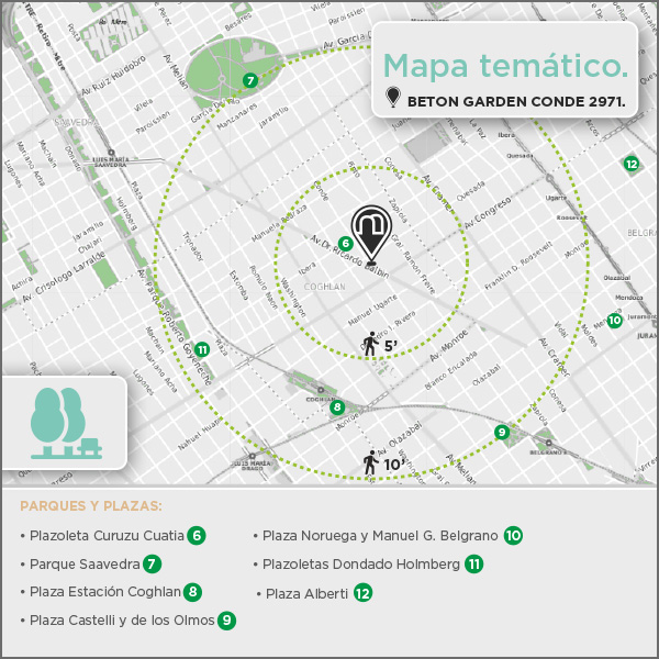 La tranquilidad de un barrio con parques y plazas en un pulmón verde de la ciudad.